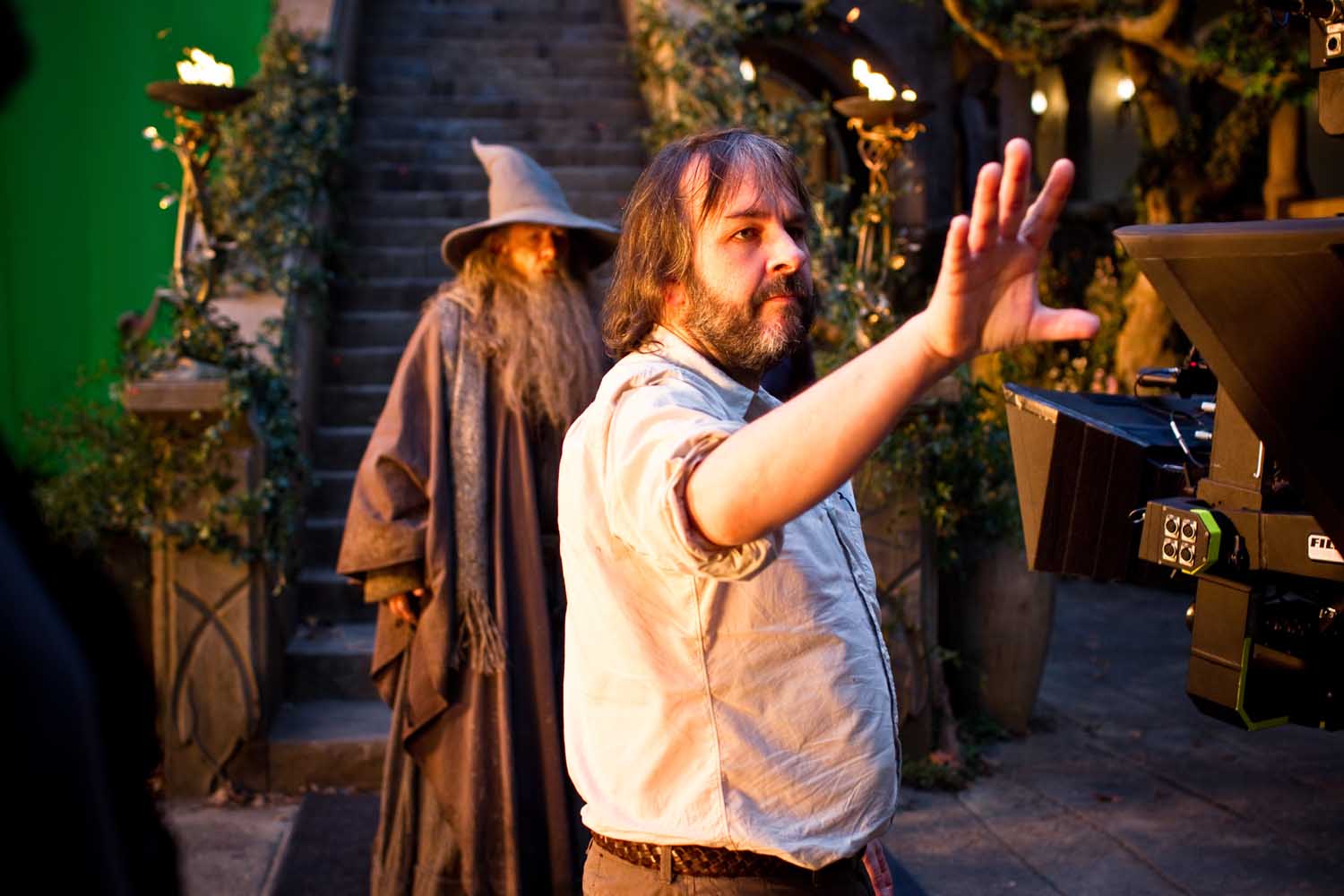 Peter Jackson on the set of The Hobbit (New Line/MGM)