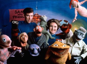 Jim Henson with Jane Henson and the cast of Sam and Friends