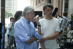 Director Joel Schumacher (left) and director of photography Eigil Bryld on the set of Netflix's House of Cards. (Photo by: Patrick Harbron for Netflix).
