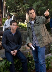 Logan Lerman and director Thor Freudenthal on the set of Percy Jackson: Sea of Monsters. (Photo by Murray Close).