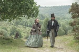 Felicity Jones as Nelly Ternan and Ralph Fiennes as Charles Dickens. (Photo by David Appleby, Courtesy of Sony Pictures Classics). 