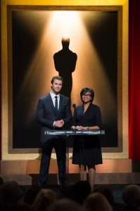 Actor Chris Hemsworth (left) and Academy president Cheryl Boone Isaacs announced the nominees for the 86th Annual Academy Awards this morning. (Photo by Todd Wawrychuk / ©A.M.P.A.S.)
