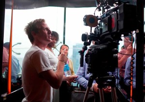 Spike Jonze on the set of Her.