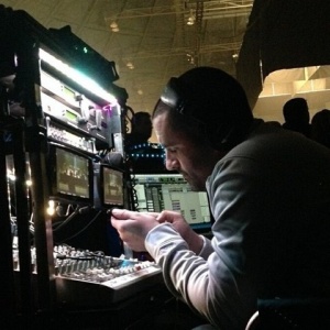 Morrow mixing sound on set of Get on Up.