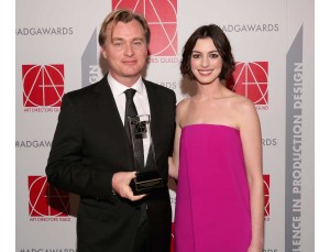 Cinematic Imagery Award Winner Christopher Nolan and presenter Anne Hathaway.