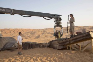 J.J. Abrams on the set of Star Wars: The Force Awakens.
