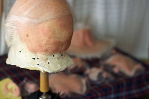A 100-year-old bald cap prosthetic.