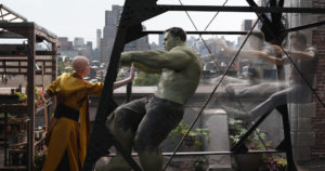 Marvel Studios' AVENGERS: ENDGAME The Ancient One (Tilda Swinton) and Hulk/Bruce Banner (Mark Ruffalo). ©Marvel Studios 2019