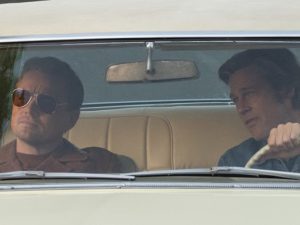 L-R: Leonardo DiCaprio and Brad Pitt on set of Once Upon a Time in Hollywood 